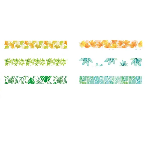 Miniatura 4 de YUBBAEX - Juego de cintas adhesivas Washi con plantas exuberantes, 6 rollos, cinta decorativa para enmascarar de 15 mm de ancho (sensación de hojas)