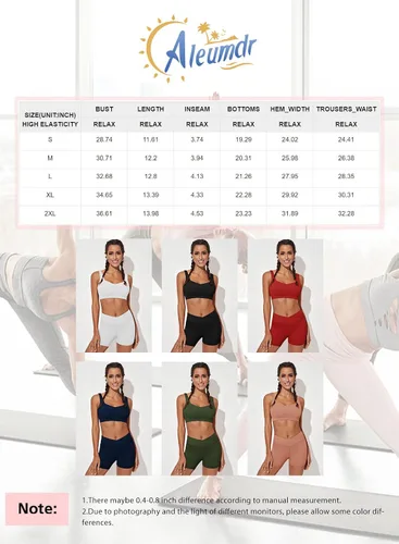 Miniatura 6 de Aleumdr Trajes de dos piezas para mujer, trajes de entrenamiento, brasier deportivo con pantalones cortos de yoga cruzados