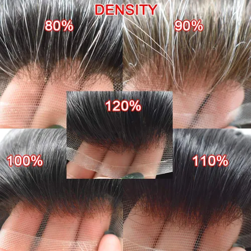 Miniatura 6 de Sistema de repuesto de cabello humano europeo con encaje frontal suizo para hombre, tupé para hombre, pieza de cabello, nudo blanqueado, línea #17