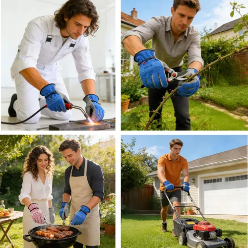 Miniatura 4 de WZQH Guantes de trabajo de cuero para hombres o mujeres. Guante pequeño para jardinería, soldadura Tig/Mig, construcción, motosierra, granja