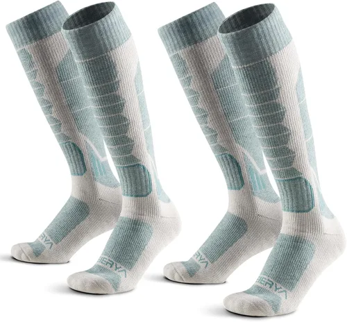 Miniatura 17 de Calcetines de lana de merino para esquí para hombres, mujeres y jóvenes - Calcetines térmicos de snowboard con amortiguación completa por encima