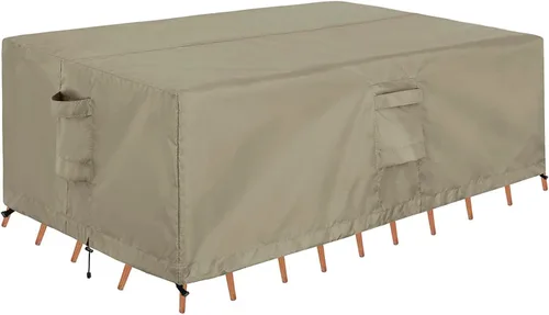 Miniatura 11 de OutdoorLines Juego de fundas impermeables para muebles de mesa de patio al aire libre, funda rectangular para sofá exterior, resistente a la Negro
