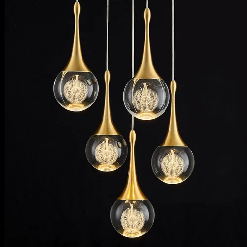 Miniatura 13 de Lámpara colgante LED moderna para isla de cocina, iluminación colgante de techo de cristal de lágrima dorada regulable para comedor, dormitorio