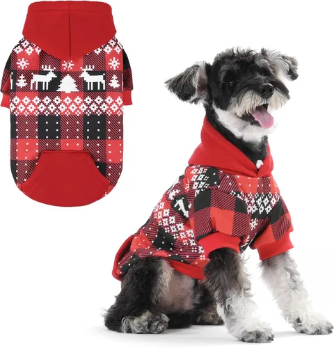 Miniatura 32 de KOOLTAIL Sudadera a cuadros con capucha, con gorro y bolsillo, para perros pequeños, medianos y grandes y gatos, abrigo suave y cálido para invierno