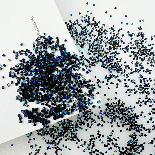 Miniatura 5 de HUETFAT 8800 piezas de diamantes de imitación negros AB Pixie para uñas, microgemas de 0.047 pulgadas con purpurina para uñas, mini diamantes
