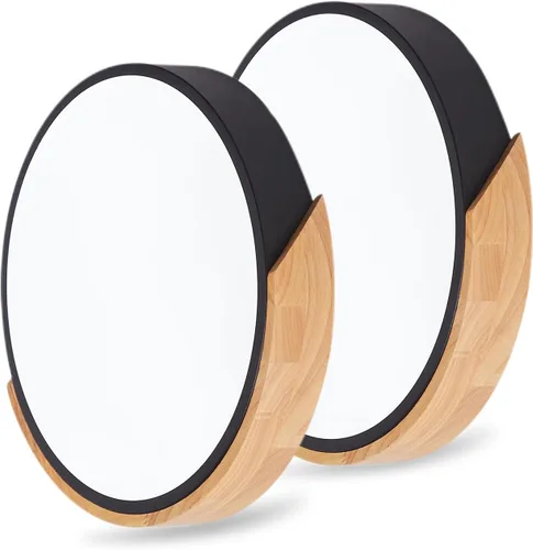 Lámpara de techo LED moderna, 2 paquetes de luces de techo de montaje empotrado de madera, luces de cocina LED y accesorios de iluminación de