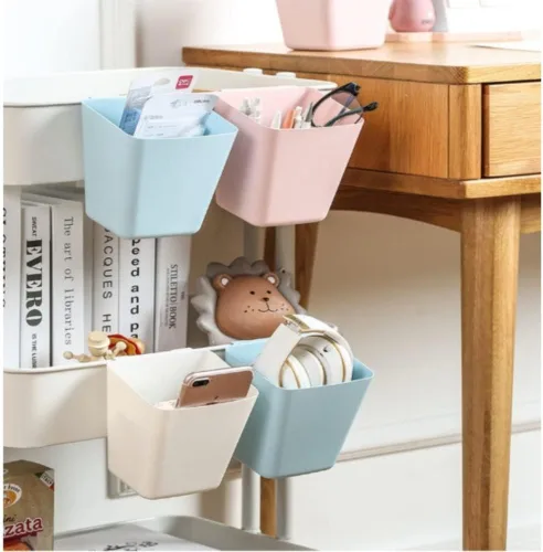 Miniatura 3 de Paquete de 6 portavasos colgantes, organizadores de pared, accesorios de carrito rodante, soportes colgantes para bolígrafos, contenedores