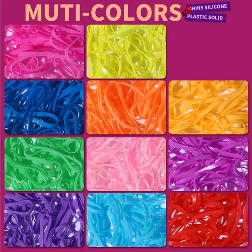Miniatura 6 de Teenitor 2000 ligas para el pelo de niños pequeños, bandas elásticas de goma para el pelo de bebé, lazos para el pelo multicolor para niñas B