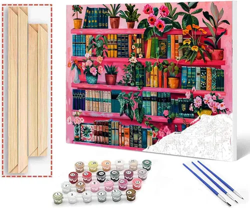 Miniatura 32 de Aihonmin Estantería 6 Pack Pintar por Números para Adultos Libros Pintura DIY sobre Lienzo con Pinceles Pigmento Manualidades DIY Pintura Acrílica
