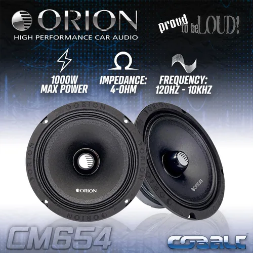 Miniatura 3 de ORION Cobalt CM654 - Altavoces tipo bala de alta eficiencia de 6.5 pulgadas de rango medio, 1000 W de potencia máxima, 250 W RMS, 4 ohmios, bobina