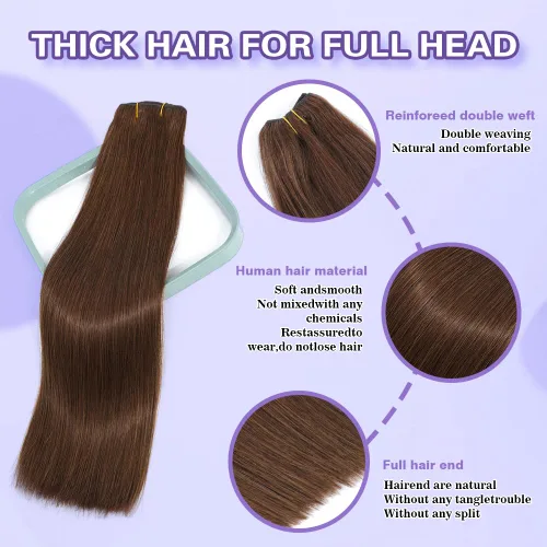 Miniatura 2 de Extensiones de cabello humano real con pinzas, 8 piezas, extensiones de cabello humano 100% Remy virgen con clip, extensiones de cabello humano liso