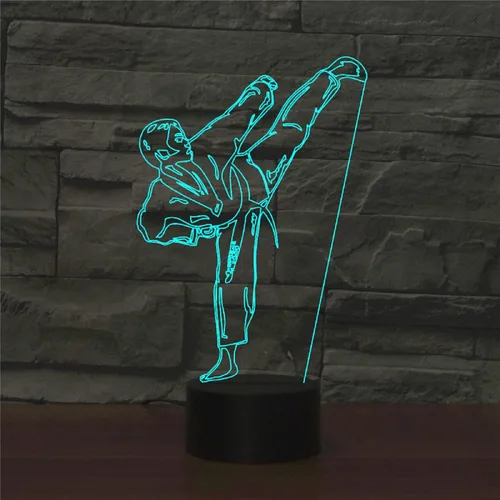 Miniatura 4 de Luz nocturna 3D para niños, lámpara LED de karate taekwondo con control remoto, 16 colores cambiantes, acrílico, regalo de cumpleaños para niños