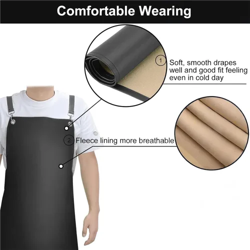 Miniatura 6 de SHEOMERN Delantal de goma impermeable, 43 pulgadas, antidesgarros, de vinilo resistente, ajustable, más grueso, con espalda cruzada, para Negro