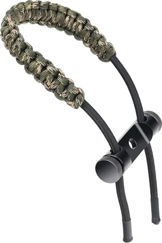 SUNYA Archery Bow Wrist Sling, 550 Paracord Strap with Stretch Lanyard. Fit Compound Bow Stabilizers Montaje de aluminio-Camo