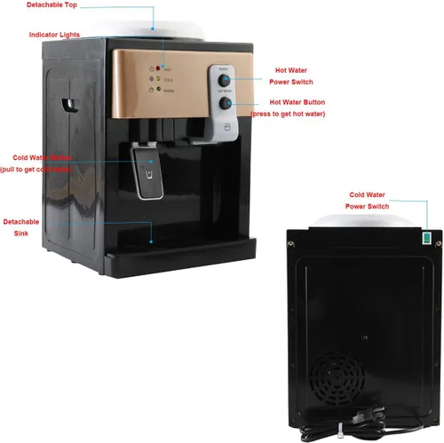 Miniatura 4 de Dispensador de agua de carga superior Dispensador de enfriador de agua para encimera, dispensador de agua caliente y fría, capacidad para botellas