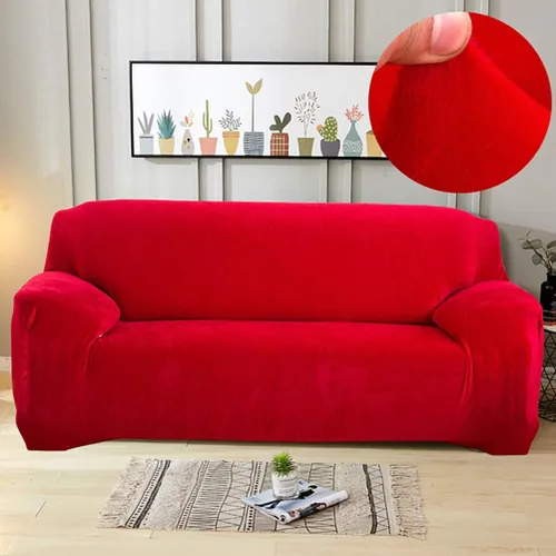 Miniatura 7 de Funda de terciopelo ultra suave para sofá de colores lisos, elastano elástico para sofá biplaza protección de muebles, fundas antideslizantes a