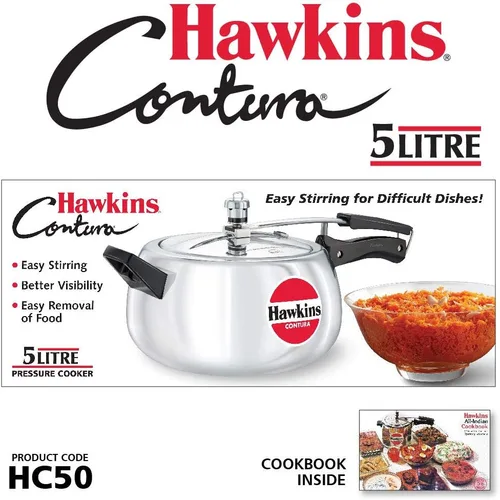 Miniatura 2 de Hawkins Olla a presión Contura de 5 litros, cocina de tapa interior Handi, plata (HC50), aluminio