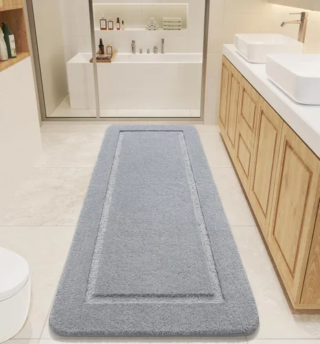Miniatura 7 de LOCHAS Alfombras de baño, alfombra de baño pequeña de 24 x 17 pulgadas, antideslizante, lavable, tapete de baño de microfibra suave y absorbente