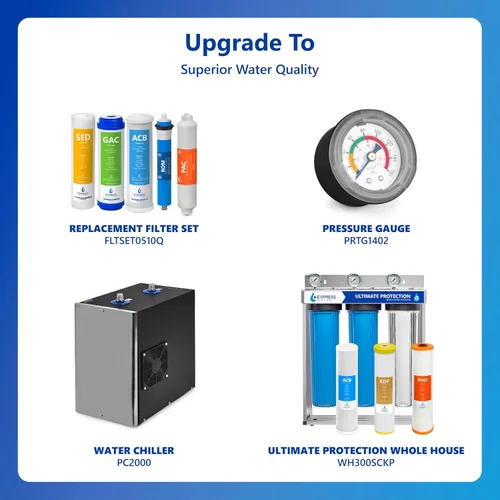 Miniatura 9 de Express Water Sistema de filtración de agua de ósmosis inversa - Sistema de filtro de agua RO de 5 etapas con grifo y tanque - Filtro de agua debajo