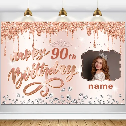 Miniatura 78 de Cartel decorativo personalizable de oro rosa con nombre y foto MGJB-NLK-50