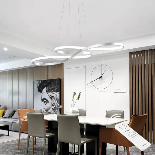 Miniatura 12 de Lámpara colgante LED moderna, lámpara de araña negra de 39.37 pulgadas regulable con control remoto y teléfono, temperatura de color ajustable