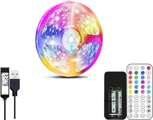 NBBUFF 1M Bedroom LED Strip Lights, Smart APP and Remote Control, Music Sync Color Change, Timing, USB Powered, Cuttable, for Bedroom Room Wall