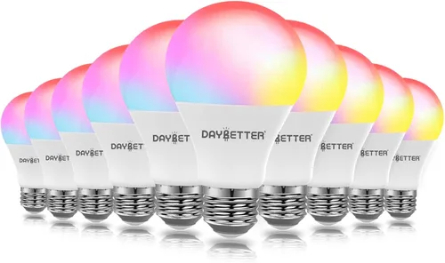 DAYBETTER Bombillas inteligentes, bombilla Alexa, bombillas WiFi, bombilla RGBCW que cambia de color A19 9W 800LM, bombillas inteligentes que