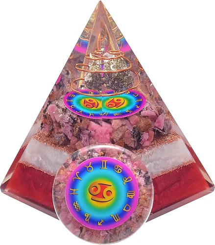 Miniatura 17 de Juego de pirámide de orgón y piedra de palmera de horóscopo, cristal curativo de acuario, signo del zodiaco, hecho de pirita y angelita para calma
