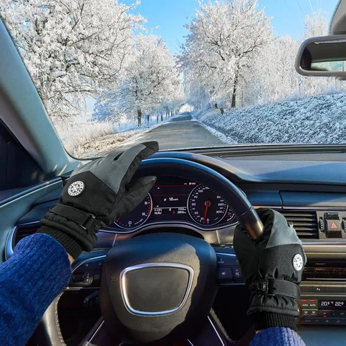 Miniatura 7 de DOFOWORK Guantes de esquí para hombre, guantes de invierno cálidos para hombres y mujeres, guantes impermeables para pantalla táctil, guantes