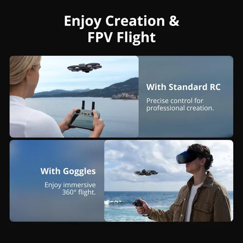 Miniatura 6 de DJI Avata 360 (RC 2), dron de 360 ° con imágenes de 1 pulgada 8K 360° para FPV y filmación aérea, dron con cámara de 360° con protector de hélice.
