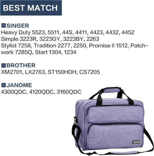 Miniatura 4 de Homest - Estuche de transporte para máquina de coser; bolso universal con correa para el hombro, compatible con Singer, Brother, Janome, morado