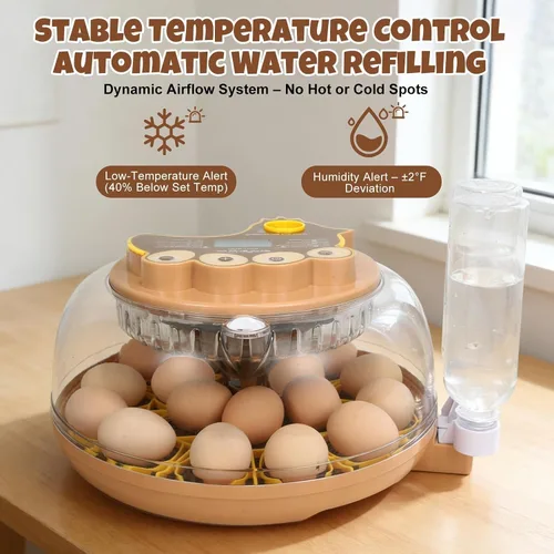 Miniatura 2 de Nest III - Incubadora de 18 huevos para aficionados, bandejas de huevos de doble tamaño, control de humedad y temperatura adaptativo multinivel