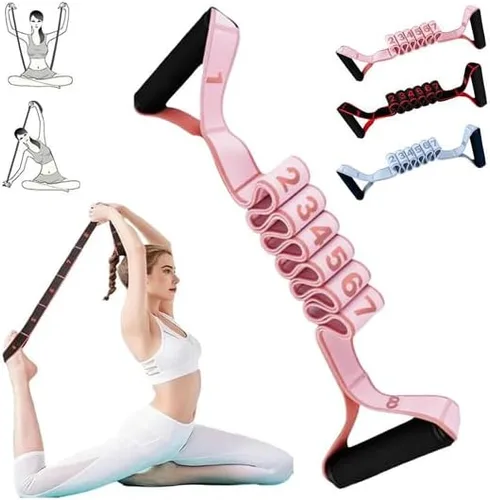 Miniatura 8 de Fitness Resistance Bands with Handles for Stretching and Yoga,Number Stretch Resistance Band with Clear Markings,8Loops Elastic Exercise