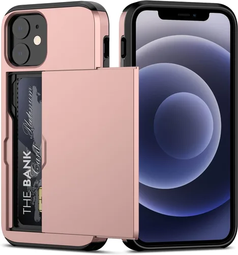 Miniatura 22 de Nvollnoe Funda para iPhone 12/12 Pro con Portarjetas [Almacena 5 Tarjetas] Funda Cartera de Doble Capa Resistente de Servicio Pesado a Prueba