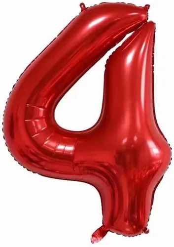 Miniatura 4 de Globo de 40 pulgadas, corona roja número 4, globo gigante de aluminio con el número 4, globos de decoración de cumpleaños de 4º cumpleaños, Rojo 4