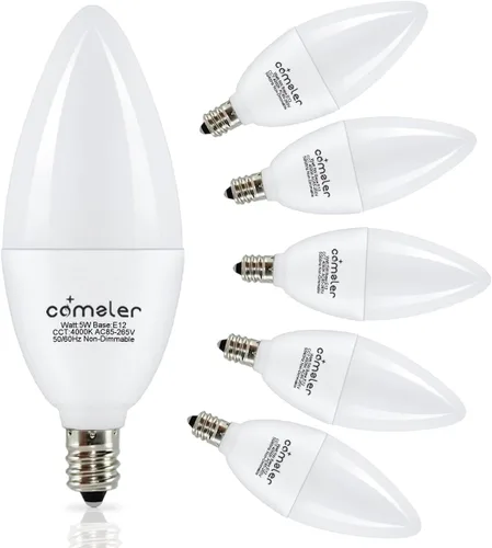 Miniatura 15 de comzler - Foco LED E12 de Candelabro, bombillas LED para ventilador de techo equivalentes a 60 W, focos LED de araña de luz diurna 5000K, bombilla