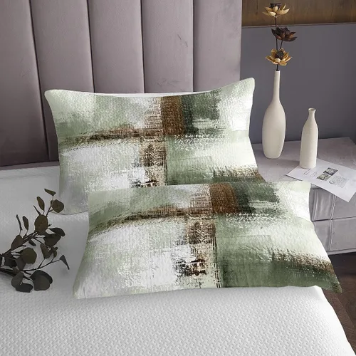 Miniatura 4 de Erosebridal Juego de edredón de teñido anudado marrón, juego de colcha verde degradado para niños, juego de ropa de cama abstracta grunge acuarela