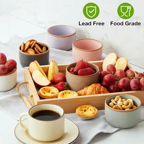 Miniatura 5 de Morandi Color Ramekins - Juego de 6, 6 onzas, aptos para horno, cuencos de porcelana para ramekin, mini moldes para tartas de queso, fuente pequeña