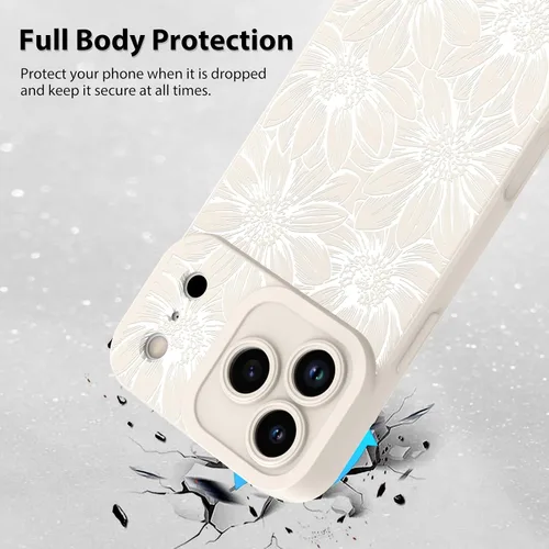 Miniatura 2 de MZELQ Funda para iPhone 17 Pro 2025, diseño de girasoles de silicona, flores florales, protección de cámara, funda delgada y suave para teléfono