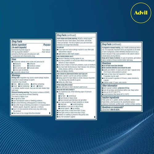 Miniatura 19 de Advil Liqui-Gels - Analgésico y reductor de fiebre, medicamento para el dolor para adultos con ibuprofeno 200 mg para dolor de cabeza, dolor
