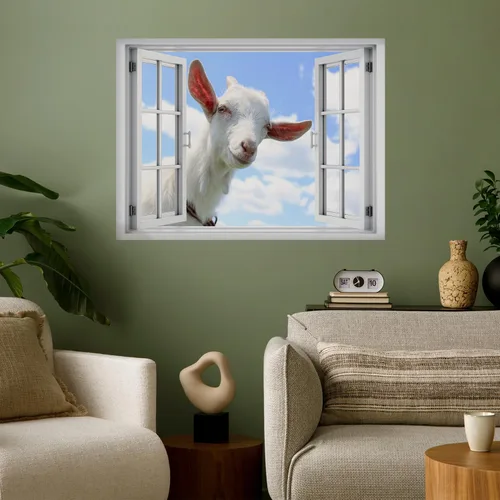 Miniatura 27 de wall26 Adhesivo decorativo para pared, diseño de oso y mariposa fuera de una ventana abierta, no se pega ni se pega, papel tapiz no tejido