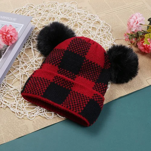 Miniatura 24 de 2 gorros de punto de Navidad para padres e hijos, gorro de Papá Noel para adultos, bebés, invierno, cálido, gorro de calavera para fiestas