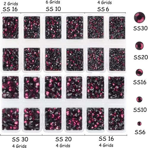 Miniatura 3 de Massive Beads 7800 vasos de hierro termoadhesivos con parte trasera plana, 5 tamaños, diamantes de imitación para hacer proyectos de bricolaje