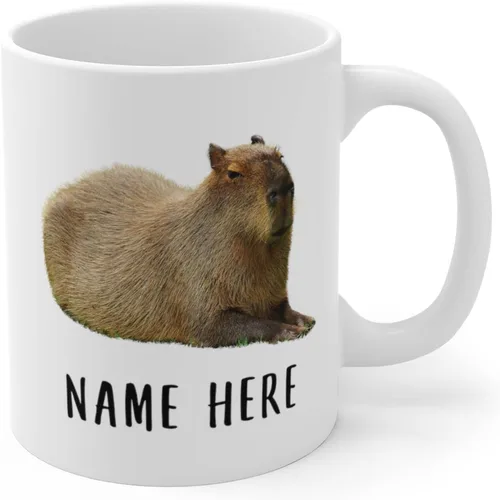 Miniatura 3 de Funny Capybara - Taza de café con nombre personalizado de Navidad 2025, color blanco, 11 onzas
