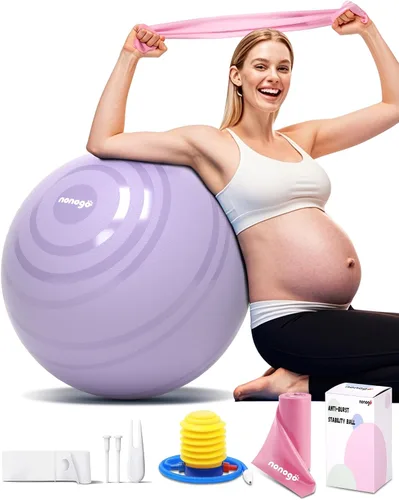 Miniatura 10 de nonogo Bola de parto para embarazo con bandas de resistencia, pelota de ejercicio para entrenamiento, yoga, terapia física, fisio de maternidad