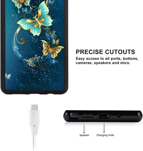 Miniatura 4 de OOK Funda para Galaxy Note 10 Plus de 6.8 pulgadas, [protector de pantalla integrado], bonito diseño de mariposa azul, parte trasera de Samsung