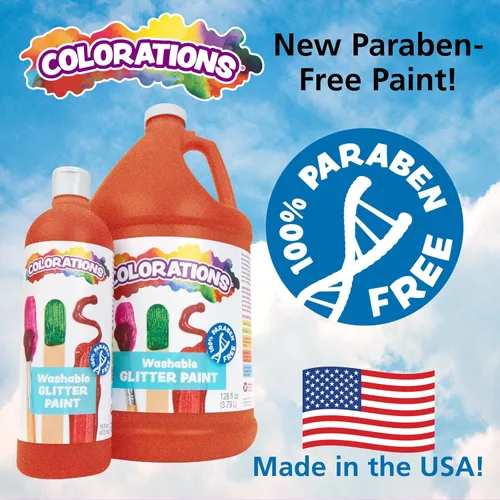 Miniatura 2 de Colorations Pinturas con purpurina lavables sin parabenos para niños, juego de 11, 16 onzas cada una, no tóxicas y fabricadas en los Estados Unidos.