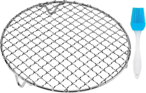Rejilla de refrigeración redonda de acero inoxidable con alambre cruzado para parrilla con 3 patas para cocinar hornear al vapor (13.7 pulgadas)