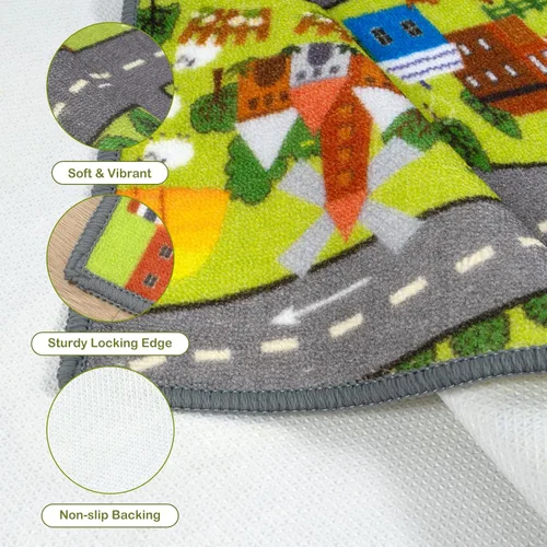 Miniatura 4 de STARUIA Alfombra de juego para niños, 60 x 32 pulgadas, ultra antideslizante, alfombra educativa para niños, alfombra de coche lavable