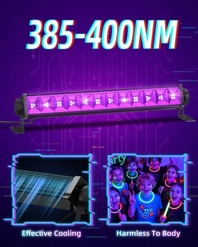 Miniatura 5 de Barra de Luz Negra de 40W, Luz Negra LED con Cable de 6 Pies e Interruptor, Luces Negras para Fiesta Fluorescente, Halloween, Cumpleaños, Pintura